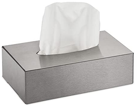 Relaxdays Kosmetiktücher Box, aus Edelstahl, Feuchttücher Behälter, nachfüllbar, zur Wandmontage, Taschentuchbox, Silber, 13 x 24,5 x 7 cm