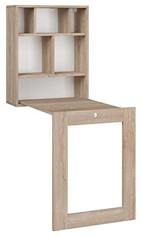 BIM Furniture Details zu Schreibtisch klappbar, hängend TILT Computertisch Wandtisch Klapptisch Haushaltsbüro (Sonoma Eiche)