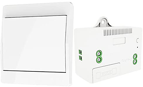 DieseRC Wireless Kinetic Light Switch Radio Frequency Safety Switch and 1000W Relay receiver controller with Fuse, No Battery Self-generating switch (1 way 1 key kit)
