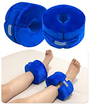 Zelen Fußstützkissen Ferse Knöchelschutz Fußkissen für Druckwunden Geschwüre Bett Wunde Pads Kissen Fußstütze Kissen Unterstützt Beinwunde Füße Knöchelkissen Fußschaum zum Schlafen (Blau, 1 Paar)