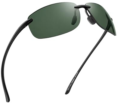 JIM HALO Gafas de Sol Deportivas Polarizadas para Hombres y Mujeres TR90 Marco Sin Montura para Correr, Pescar, Andar en Bicicleta, Conducir Verde