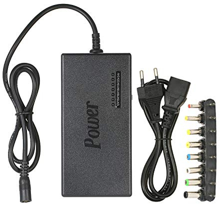 Alimentatore Universale Notebook 96W, Universale Caricabatterie Portatile per Laptop, Spina UE Caricabatterie Adattatore Tensione Regolabile 12V 15V 16V 18V 19V 20V 24V