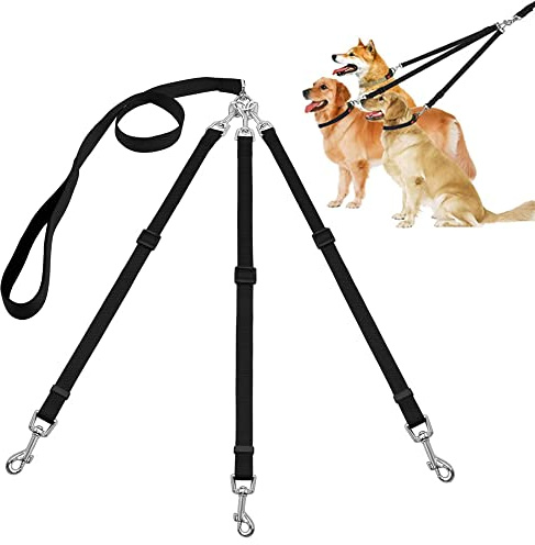 Cadena de correa para perro, correa de nailon 3 en 1, para entrenamiento de correr, ajustable, para medianos y pequeños, para múltiples mascotas, para 1.2 o 3 perros