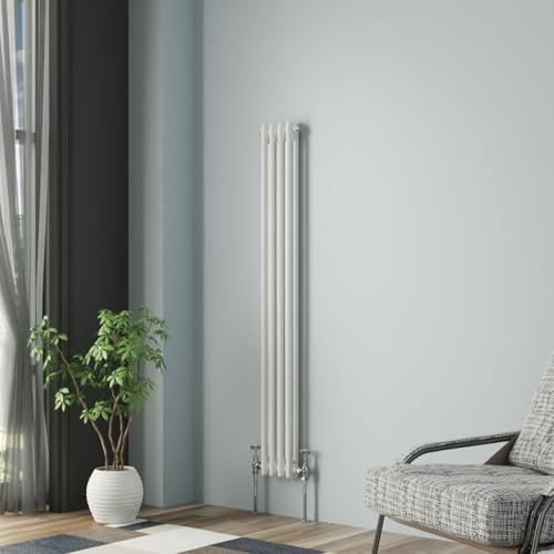 NRG Colonna Radiatore Bianco 1500x200mm Doppio Tradizionale Stile Ghisa Riscaldatore Interni Designer Verticale Bagno Radiatori