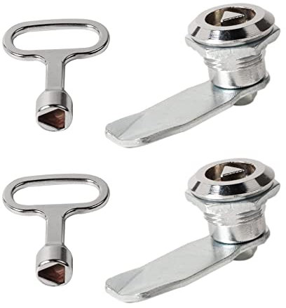 Jetisva 2pcs Electric and Gas Meter Box Key Triangle Latch Kit Cabinet Cam Lock Cupboard Post Wheelie Bin Fit 3/4'' Cylinder Length Max 3/8'' Panel Thickness, Silver (TWL02 Cam Lock)