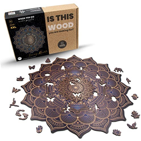 WOOD YOU DO Holzpuzzle Mandala Holzpuzzle Für Erwachsene Wooden Puzzle Holzpuzzles Perfekt Geschenkidee für Erwachsene 418 Teile, 37x37cm (Luxury Mandala, A2, XXL)