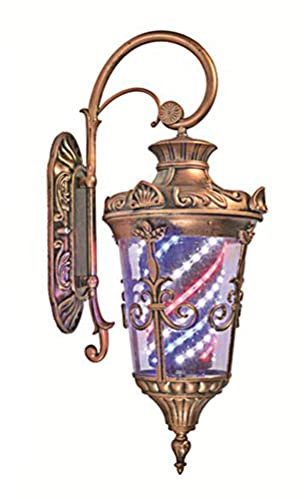 VVHUDA Poste de barbero de 65 cm/26 pulgadas, estilo de porche LED, salón de peluquería giratorio impermeable, cartel abierto, tiras LED giratorias de bronce Retro, lámpara de pared small gift