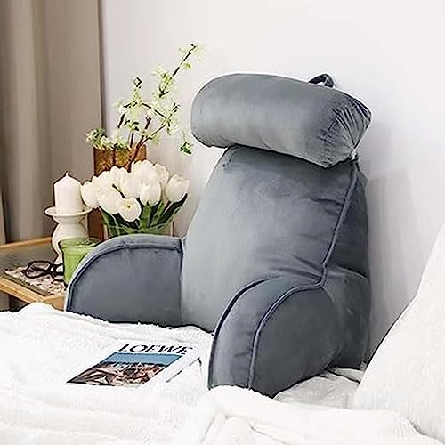 Kongdson Cuscino da lettura portatile per divano, sedia, letto, rotolo per il collo staccabile e tasche portaoggetti, morbido cuscino di supporto per la schiena, per guardare la TV e giocare
