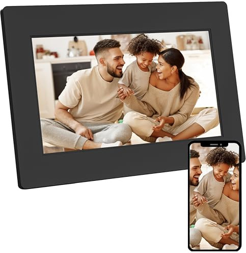 AgfaPhoto Cadre Photo Connecté Realiview APF700 Wi-FI 7 LCD - Affichage Photos/Vidéos, Horloge, Météo, Rotation Auto, Mémoire 32Go, Appli FRAMEO iOS/Android Incluse - Noir