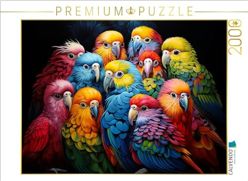 Puzzle · Papageien - Illustration vieler Tiere auf einem Bild | 2000 Teile · Lege-Größe 90 × 67 cm · CALVENDO Puzzle