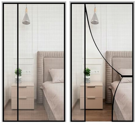 Mosquitera Para Puertas Plisada De 145x225cm, Cortina MagnéTica, Cortina Mosquitera, Mosquitera Para Puerta De SóTano, Puerta Corredera, Cocina, Dormitorio, Patio Negro
