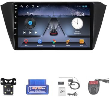 For Skoda Fabia 2015 Car Stereo 2 Din Wireless Carplay Android Auto 9 Full IPS Touchsreen HD Live Rearview/BT 5.0/WIFI/4G SIM/DVR/GPS/SWC/OBD 2/FM AM Radio RDS DAB+DSP(Size:M150CP)