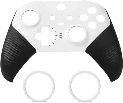 Ceozon Replacement Faceplate Cover Front Housing Shell Repair Accessories Kit for Xbox One Elite Controller Series 2 Included Joystick Rings (White)