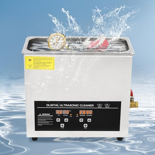 6.5L Industrial Ultrasonic Cleaner, Professional All-Purpose Stainless Steel Ultrasonic Cleaner, Ultrasonic Cleaner Machine for Jewellery Dentures Carburetors Coins