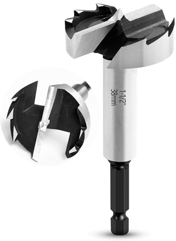 NICAVKIT 1-1/2 tum Forstner bit för trä, 1-1/2 tum Forstner borr för träbearbetning, träborr bit träbearbetning gångjärn skärverktyg för trä, plywood plast