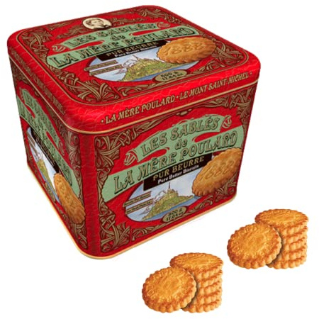 La Mère Poulard® | Biscuits pur beurre salé | Boîte de biscuits au beurre français | Sablés au Beurre - 1 x 500 Gr | Cadeau Lait avec Biscuits