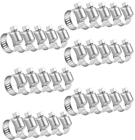 KOMUNJ Fascette stringitubo da 30 pezzi in inox 304 16-25mm, Regolabili Fascette per Tubo Adatte Alla Maggior Parte Tubi Dell'acqua, casa, giardino, lavatrice