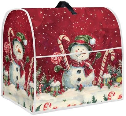 Eheartsgir Funda para batidora de caramelos de muñeco de nieve de Navidad, lavable, con asa superior, se adapta a cuencos de 4.5 a 5 cuartos de galón, fácil de limpiar