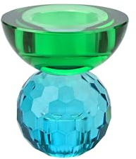 Gift Company Sari, Kristallglas, Kerzenhalter/Teelichthalter, Kugel/Cabochon, blau/grün, gs, 8x9x8cm
