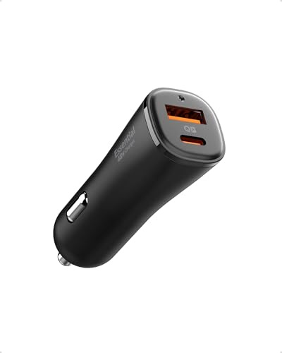Spigen ArcStation Essential Zigarettenanzünder 48W USB C & A PD PPS QC 3.0 2 Port, KFZ Autoladegerät Adpter Schnellladegerät für iPhone 17/16/15 Pro Max Air, Pixel 10 Pro Fold XL, Galaxy S25 - Schwarz