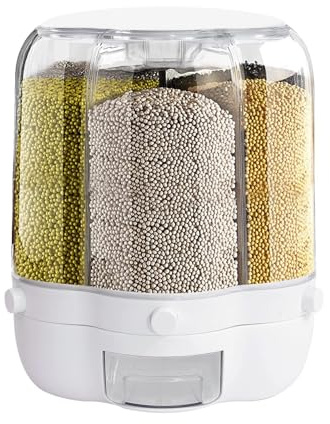 Flingdispenser Flingbehållare 6 Grid Roterande Spannmålsförvaringsbehållare Spannmålsbehållare Spannmålsförvaringsbehållare Matspannmålsbehållare Livsmedelsdispenser Matbehållare(32cm)