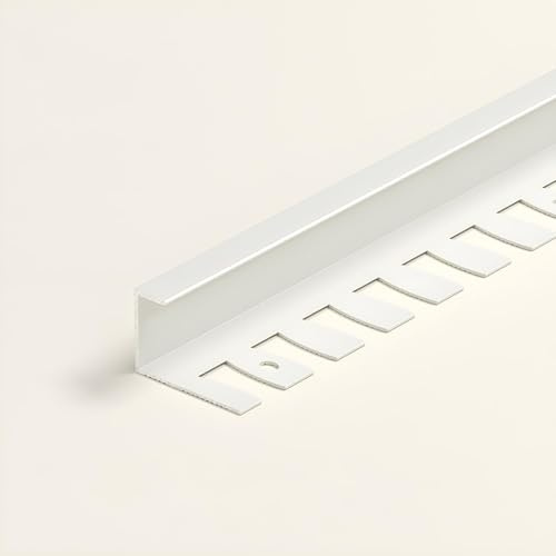 Raouoae Biegbar Abschlussprofil Für Fliesen Eloxiertem Aluminium 135cm 2 Stück Treppenkantenprofil Einfassprofil Flexibles Design Für Perfekte Abschlüsse(Weiß,C-TYP_HOCH: 12.5MM)