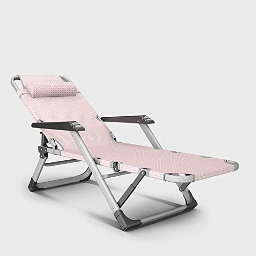 Lettino prendisole pieghevole oversize con cuscino e cuscini per giardino all'aperto reclinabile sedia a sdraio per letti da giardino carico fino a 150 kg rosa caldo e accogliente esperienza di relax