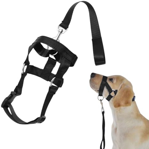 Halfter Größe 3, Schwarz, UK Bestseller-Geschirr gegen Ziehen an der Leine, einfach zu bedienen, gepolstertes Nasenband, verstellbar & reflektierend, professionelle Anti-Zug-Trainingshilfe für