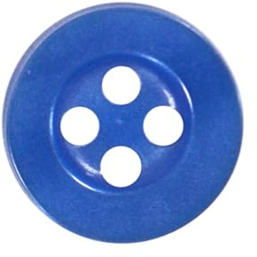 11mm Round Sew On Plastic Buttons for Shirts & Blouses - Pearlescent, Flat with 4 Holes, 18L - Pack of 20 - Royal Blue