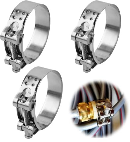 BDHYYM 3 Pcs Auspuffrohr klemme Universal Auspuffschelle,Gelenkbolzenschelle Edelstahl Schlauchschellen 64-67mm,Bandbreite 22mm,Auspuff Klemme Spannbackenschellen Auspuffrohr Motorrad Auspuff Schellen