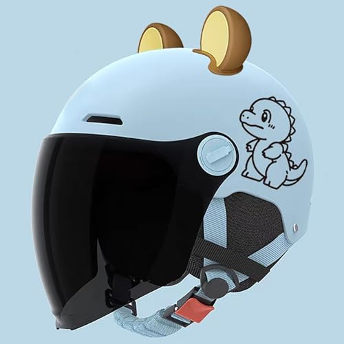 Casque De Moto Pour Enfants Certifié DOT/ECE, Casque De Moto Rétro 3/4 Avec Visière Et Mentonnière À Dégagement Rapide, Adapté Aux Garçons Et Aux Filles Âgés De 3 À 12 Ans E,48-52cm