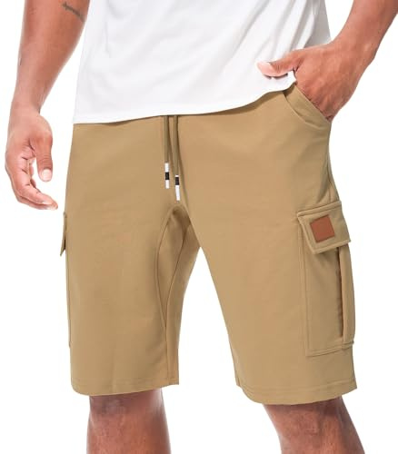 Suwangi Pantalones Cortos Deportivos Hombre Verano Cargo Cortos Casual Algodón Bermudas Shorts Running Deporte con Múltiples Bolsillos