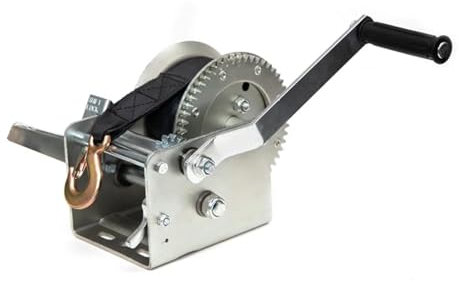 Power Hand Winch Puller Heavy Duty Hand Winch With Hand Brake Trailer Winch For Boat With Belt Webbing Strap Dual Speed for Motor Hoisting, Shafts and Gears
