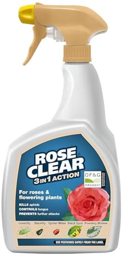 HOCHSTE® Rose Clear 3-in-1 Ready to Use Spray, Controls Blackspot, Rust & Mildew, Fungicide, Insecticide & Acaricide for Roses & Ornamental Plants, Fast-Acting Garden Pest, 800ml