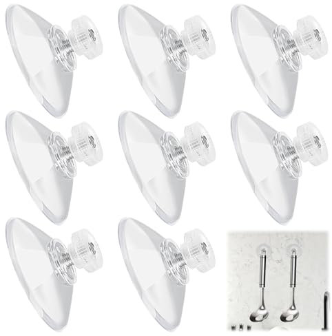 8 Pieces Large Suction Cups, 30mm Clear Plastic Suction Pads PVC Sucker Pads Without Hooks Extra Strong Adhesive Suction Holder with Screw for Window Glass Wall Door Bathroom Kitchen Daily Hanging