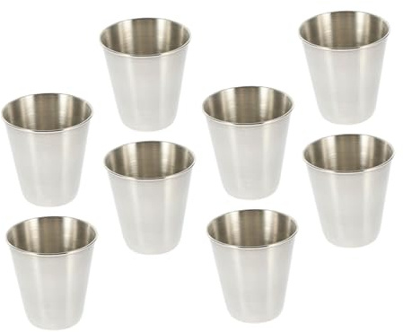 Ciieeo Lot de 8 Petits Verres à Whisky et Liqueur 70 Ml en Acier Inoxydable, Incassables et Portables, pour Garçon et Filles et Usage Extérieur, Verres à Vin Compacts pour Dégustation et Voyage