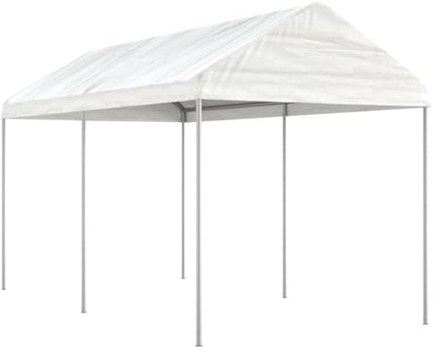 Pavillon de Jardin, Toit Blanc en Polyéthylène, Structure Acier Galvanisé, Pergola Jardin Exterieur avec Protection UV, pour Terrasse, Jardins, Plage, Blanc, 4.46x2.28x2.69 m