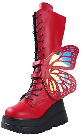 Cocila Botas De Motociclista Talla Grande, Estilo Gótico, Con Gruesa, Pero Caña Alta Y Estilizada Hasta La Rodilla. Botines Azul Planas Mujer Invierno Piel Vestir Impermeables Tacon Alto Planos