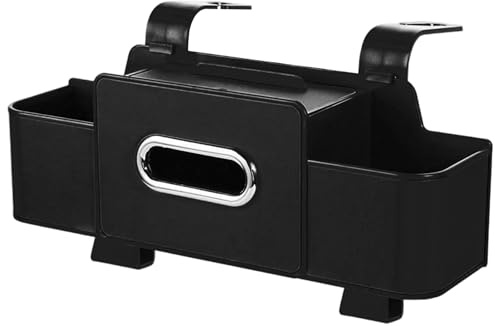 Organizador para asiento trasero de automóvil, organizador 3 en 1 para asiento trasero de automóvil con portavasos, caja de pañuelos, contenedor de basura y ganchos para guardar teléfonos, refri
