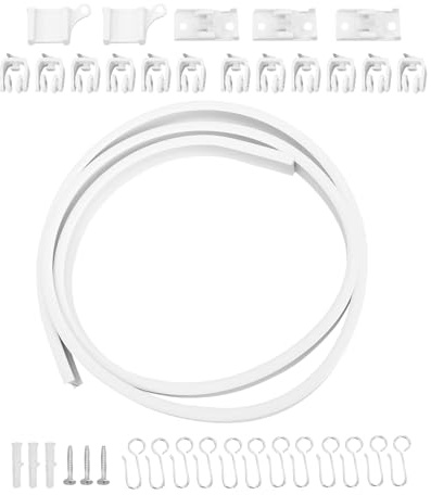 DOITOOL Rail de Rideau de Plafond Flexible 2 Mètres avec Roulettes Silencieuses en Plastique et Acier, Système Coulissant pour Fenêtres et Cloisons, Installation Plafond Facile
