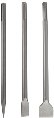 Juego de cinceles de 3 piezas para taladros percutores giratorios con vástago de 5 ranuras - Cinceles de punta plana y escaladora para extracción de piedra y baldosas de hormigón