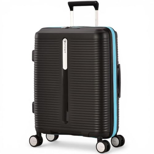 Eminent Finno Handgepäck Koffer 55x40x20, Hartschalenkoffer leicht | 2,5 kg ultraleicht, 39L, erweiterbar 55x40x20 auf 55x40x23, TSA Schloss, 4 Rollen, Kabinentrolley, Polypropylen, Schwarz