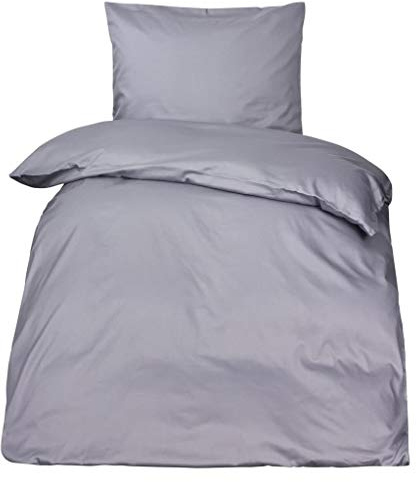 daspasstgut BETTWÄSCHE Set Microfaser Bettbezug Übergröße 155x220cm Kopfkissen 80x80cm TOP Qualität Modern & Elegant Farbe Uni Grau Silber 2-teilig