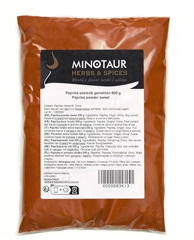 Minotaur Spices | Pimentón dulce molido, polvo de pimentón suave | 2 x 500g (1 kg)