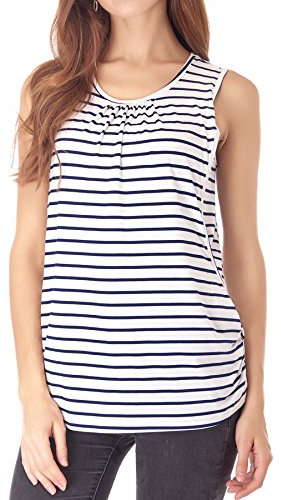Smallshow Gilet da Allattamento per Donna in Maternita’ in Estate Senza Maniche Vestiti per Allattamento White Stripe M