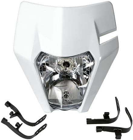 JFG RACING Phare Moto, Plaque Phare Moto Phare Avant Moto Face Avant pour Moto 50cc KTM EXC250 SX250 SXF250 EXC450 SX350 SXF450 EXC525 640LC4 Dirt Bike Enduro ATV Scooters-Blanc