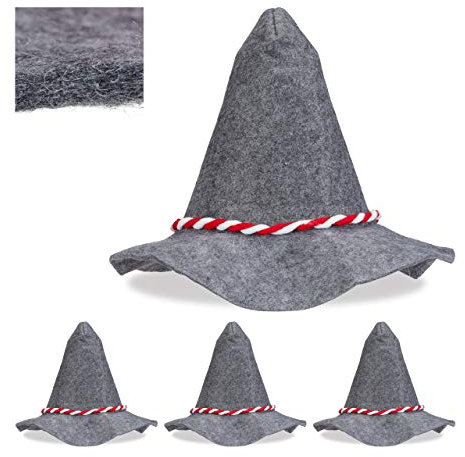 Relaxdays 10026105 Rot-weißer Kordel, Filzhut, & Herren, Relaxdays Seppelhut mit rot wei er Kordel bayrischer Filzhut Damen Herren Oktoberfest Hut mit, Grau, Einheitsgröße EU