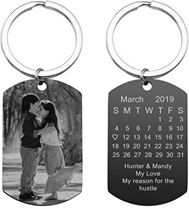 Zysta Personalized Text & Fotogravur - Edelstahl Dog Tag Schlüsselanhänger Erkennungsmarke ID Tag Gravurplatte keychain Schlüsselbund für Personalisierte Geschenke