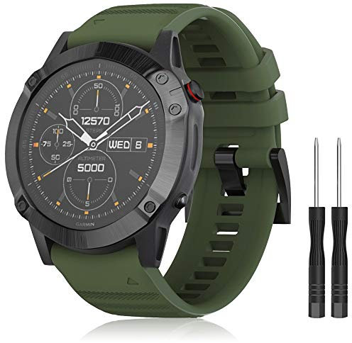 TOPsic Cinturino Fenix 6X/Fenix 6X Pro/Fenix 5X /Fenix 5X Plus/Fenix 7X/Fenix 7X Solar/Fenix 7X Sapphire Solar/Fenix 3 / Fenix 3 HR, 26 mm di larghezza, cinturino in silicone Estraz Quick Release