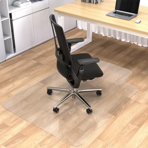 Bürohocker-Matte für Hardholz - 91,4 x 121,9 cm, transparente PVC, strapazierfähig, leicht reinigbar, flach ohne Kräuseln – Zuhause/Büro